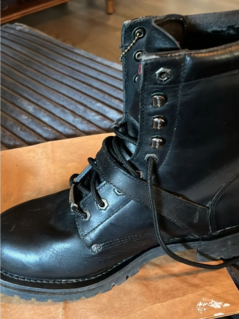 Dingo Black Leather Lace-Up Riding Boots